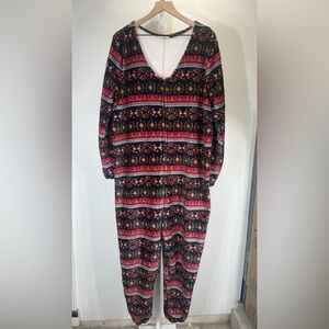Natural Life Sherpa Lined One-Piece Jumpsuit Union‎ Suit Onsie  Zip Front XL